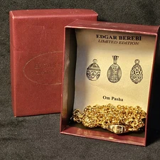 Vtg Edgar Berebi Limited Editio "Om Pasha" Gold Tone Charm Necklace Modified 