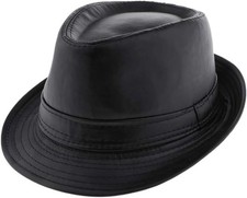 Unisex Trilby Fedora Waterproof PU Leather PorkPie Bucket Jaz Hat Party Gangster