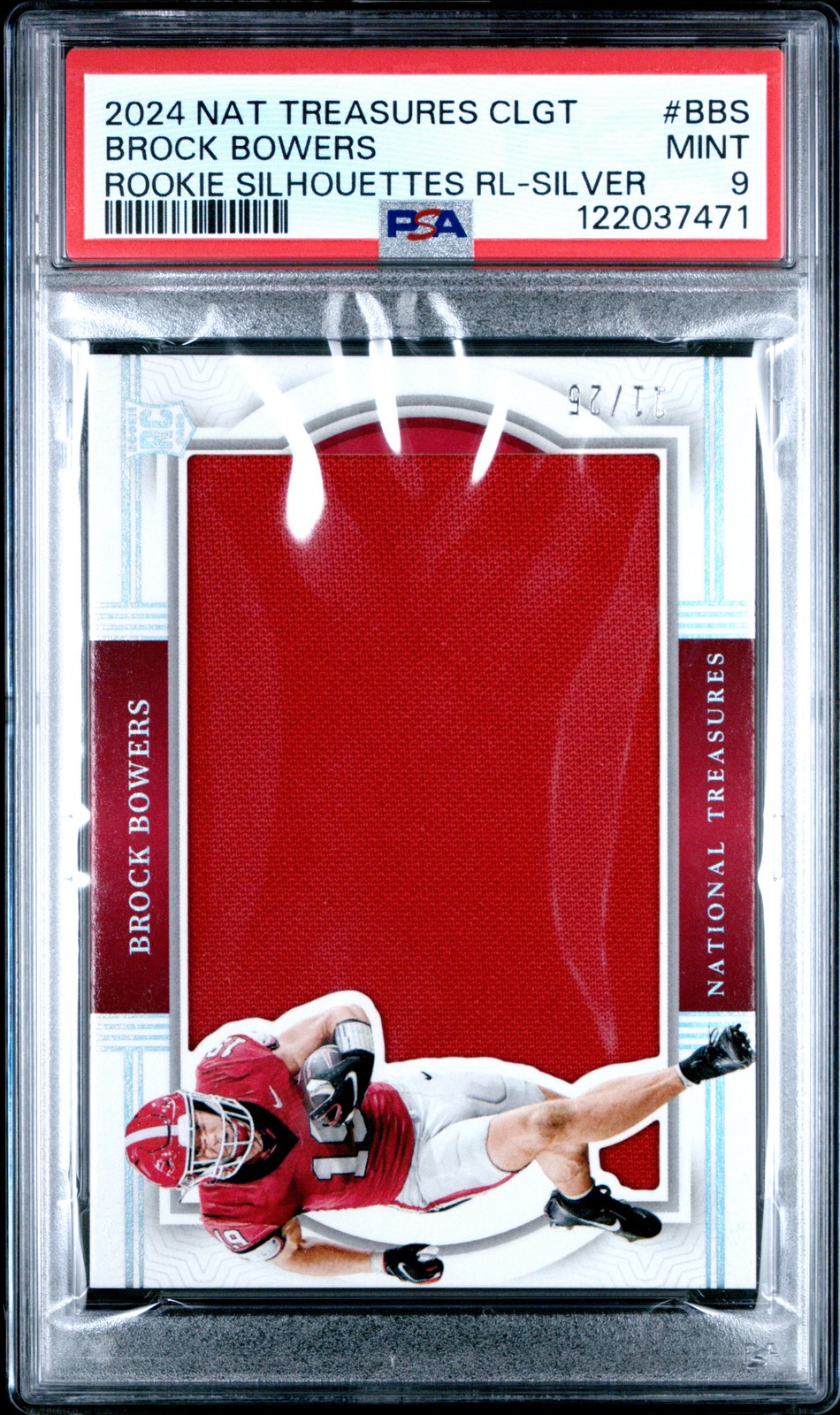 Brock Bowers Panini National Treasures Collegiate Rookie Silhouettes Relics #BBS Silver