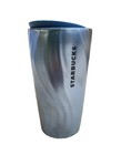 STARBUCKS Blue Iridescent Waves Ceramic Tumbler Metallic Shiny 12 oz Mug 2021 VG — photo 5