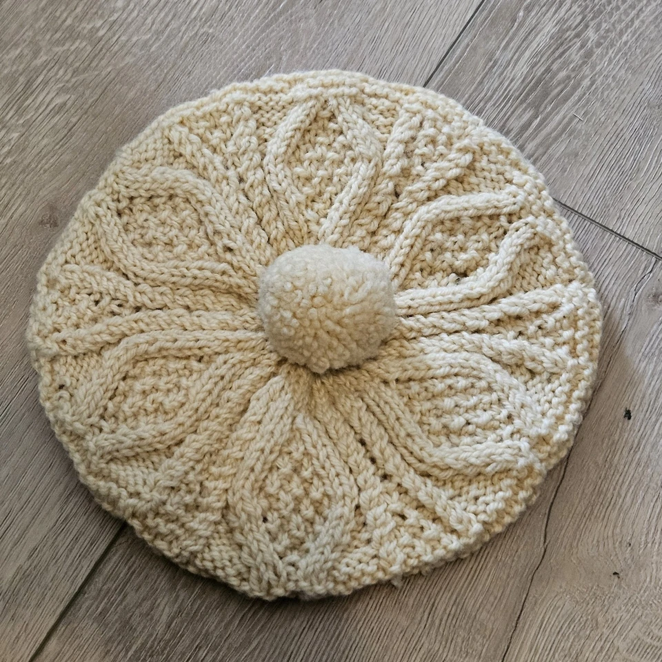 John Malloy Donegal Irlanda Crema Beige Lana Virgen Tejido a Mano Tam Boina Sombrero Foto 3 de 4