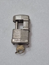 Vintage Master Lock Shrouded Padlock #37 Heavy Duty with KEY