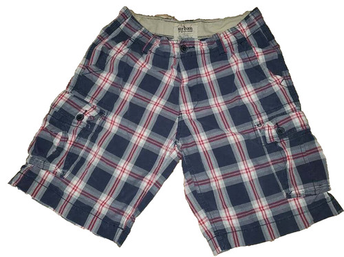 Urban Pipeline Cargo Shorts Size 32 Plaid Red White Blue Gray