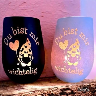 Du bist mir wichtelig/Glas-Windlicht/Freundschaft/Muttertag/Geschenkidee/Wichtel