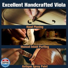 Mendini by Cecilio 12-Inch Solid Wood Viola Set for Beginners - Hand Carved A...