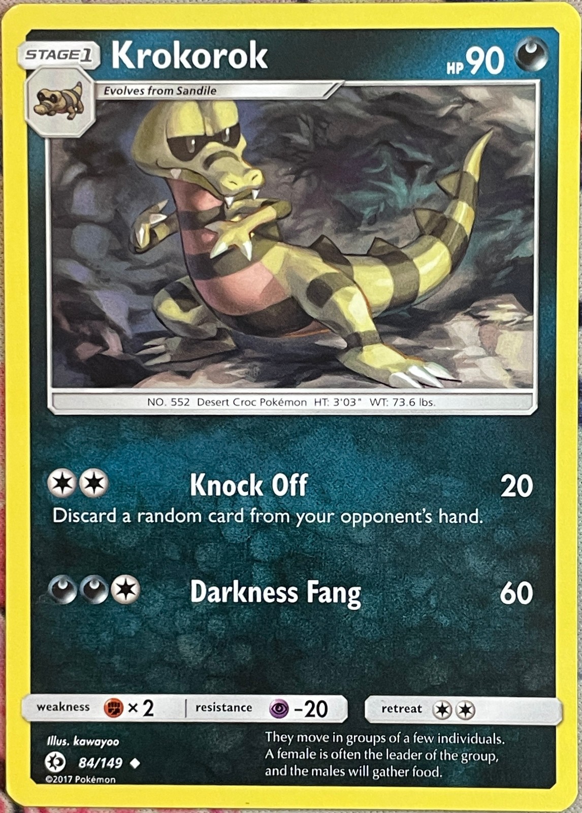 Krokorok - 84/149 - Sun & Moon Base Pokemon 2017