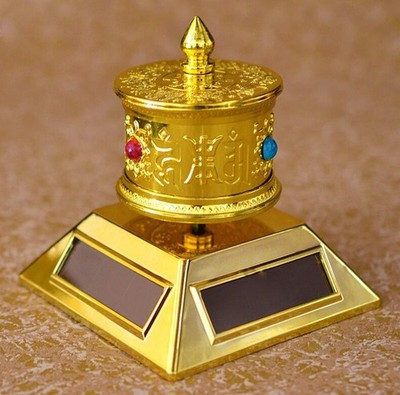Solar/Batterie Gebetsmühle mit buddhistischem Mantra für Auto, Schreibtisch