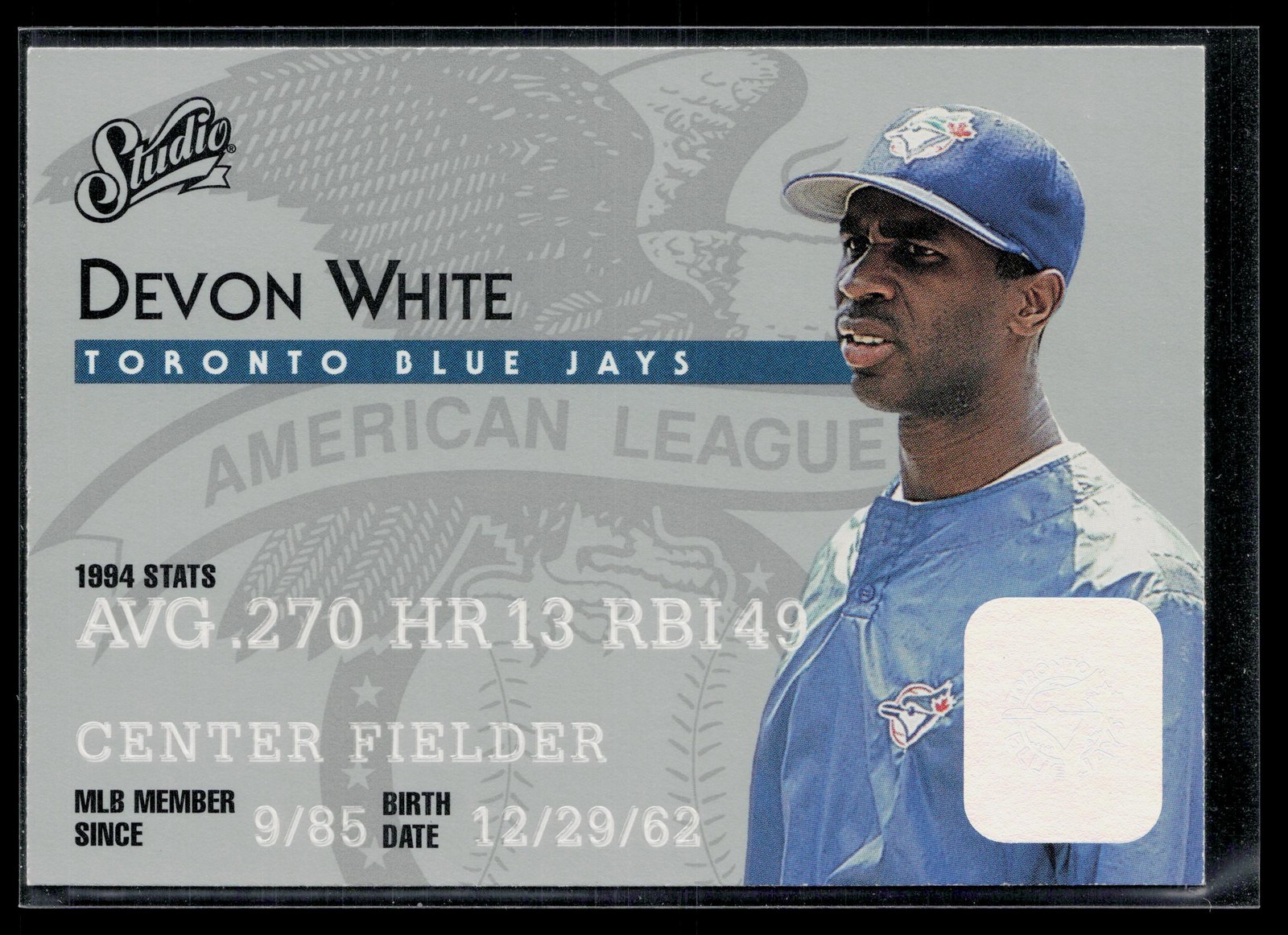 Devon White 1995 Studio #93 Toronto Blue Jays
