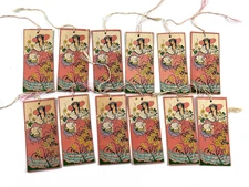 vtg 1910 Taylor Bridge Score Tally Card Lot (12) set deco flowers 