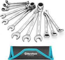 Flex-Head Ratcheting Wrench Set, Combination Wrench Set,72 Tooth,Metric,12-piece