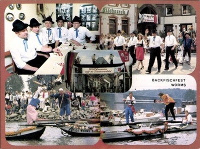 Postcard Worms on the Rhine, Worms Backfish Festival, Uchereck, City of Worms - 5121299