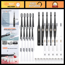 10 Pack Rechargeable Sonic Electric Toothbrush Set, 40 Brush Heads, 12000 VPM, 5