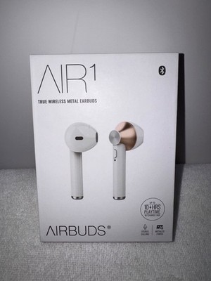 Air1 Airbuds Ear Buds Headphones Music White & Metallic Finish Portable Complete