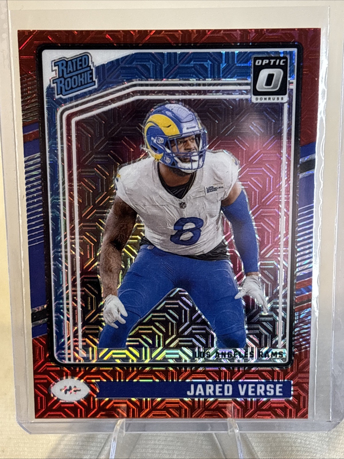 2024 Panini Donruss Optic Jared Verse Red Mojo Prizm Rated Rookie #242 (RC) Rams