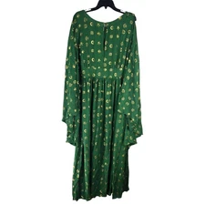 Hocus Pocus Unique Vintage Womens 1X Caftan Green Gold Winifred Maxi Dress