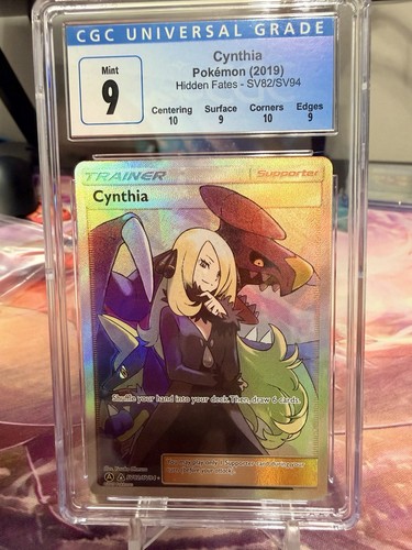 Pokemon CGC Cynthia 2019 Hidden Fates Full Art SV82/SV94 CGC 9 Blue Label