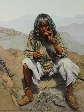 Native American Moki Cigarette Smoker Photochrom Detroit Photographic Co. 1899