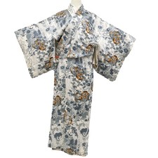 Japanese Vintage Kimono Komon Silk Gold Made in Japan eb-2341