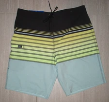 O'NEILL Black/Green STANDARD FIT 20" OUTSEAM BOARD SHORTS SWIM TRUNKS MENS 36