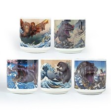 Godzilla Store Japan Godzilla Ukiyo-e Sake Cups Set H 1.7 Inch