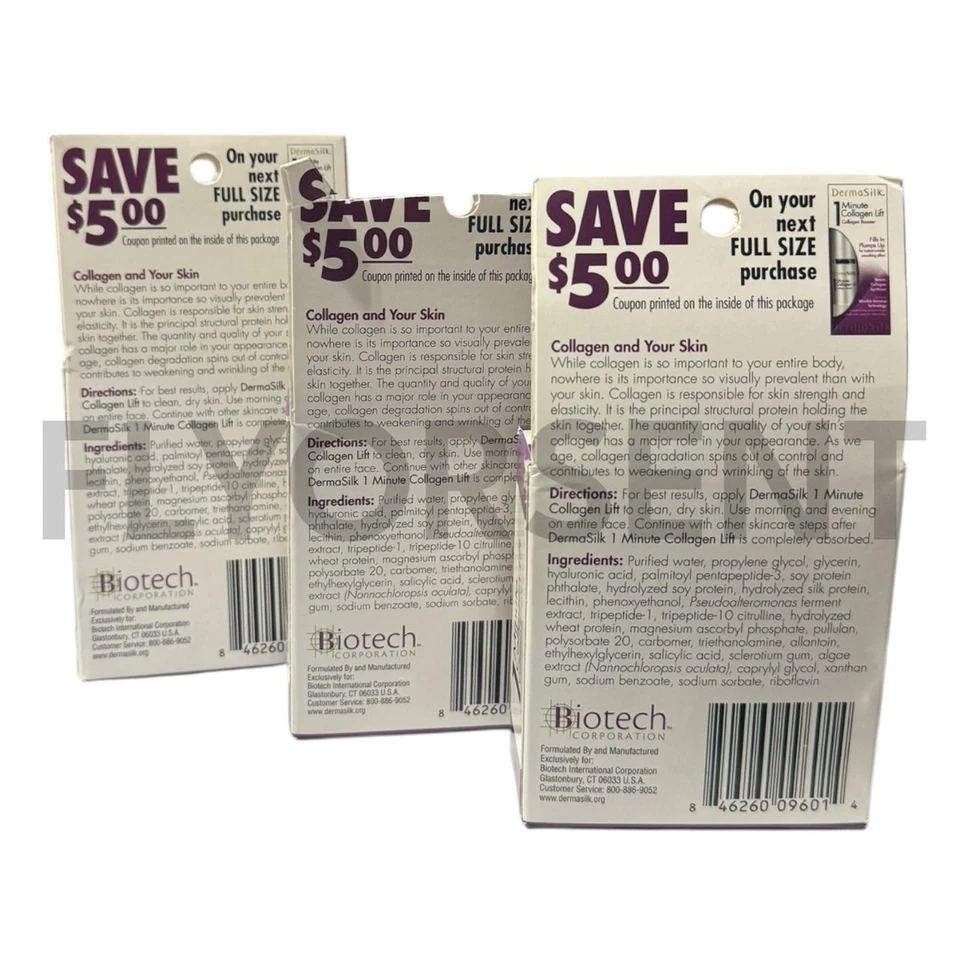 X3 DERMA SILK 1 MINUTO COLÁGENO ELEVADOR COLÁGENO IMPULSIONADOR dermasilk novo na caixa - Imagem 3 de 3