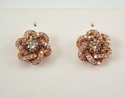 Ct Simulated Chocolate Diamond Halo Cluster Stud Earrings 14K Rose Gold  Over UK