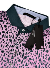 New Greyson Mens Lg Magical Ferns Mauve Mist Polo Pink Leaves Outdoors Golf NWT
