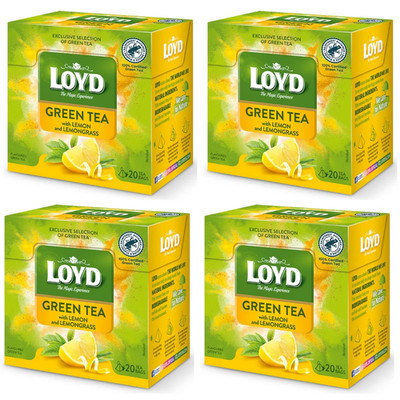 Loyd Green Tea with Lemon & Lemongrass Refreshing Blend 20 Tea Bags (Pack Of 4)