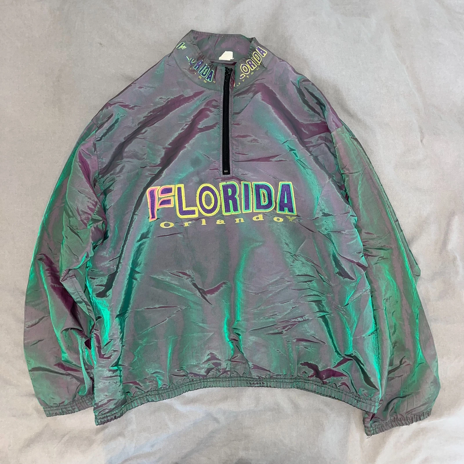 Two tone Vintage pullover windbreaker florida fuschia green