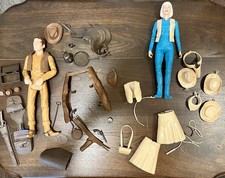 Vintage Marx Johnny West Jane West Movable Action Figures with Accessories