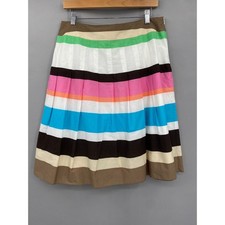 Vintage 90s Talbots Striped A-Line Pleated Skirt Womens 12 Coastal Preppy Twee