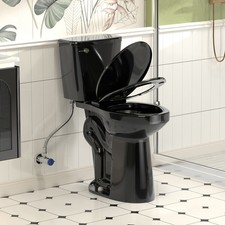 21" High Black Toilet Elongated 1.28 GPF Single Flush for Seniors  Tall Person