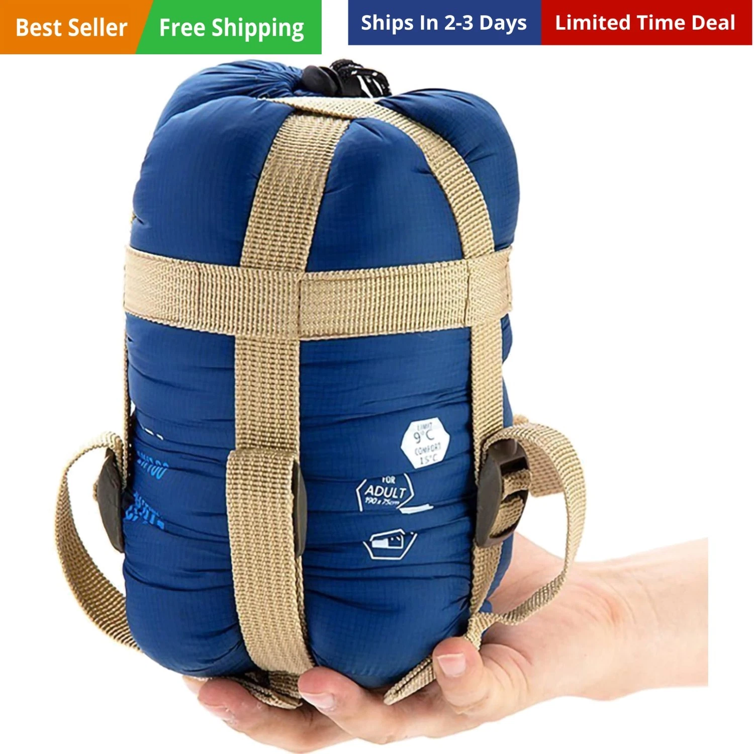 Warm Weather Sleeping Bag - Portable, Waterproof, Compact Lightweight, Comfor...