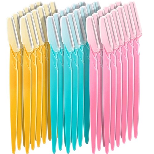 Boao 60 Pieces Eyebrow Razor Shaver Dermaplaning Tool Hair Pink, Blue,yellow