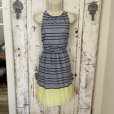 Old Navy Size Medium Woman's Blue White Yellow Striped Sleeveless Nautical Dress
