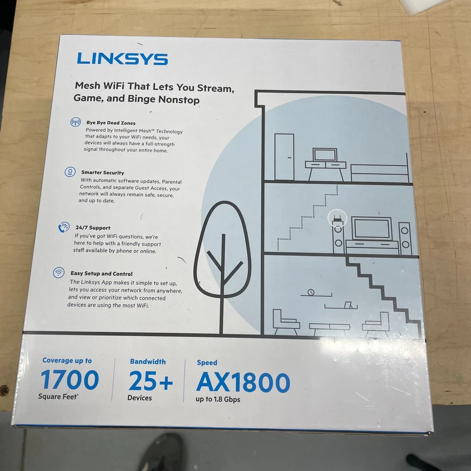Linksys AX1800 Max Stream Dual Band Wireless WIFI 6 Router 25+ Devices - Image 3 of 4