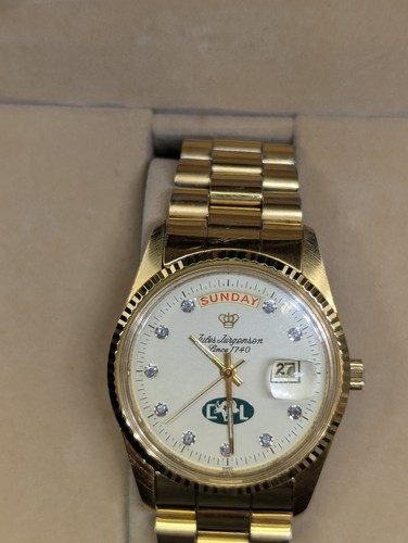 Jules Jürgensen Day-Date Watch w/ Authentic Diamond Hour Markers - men's watch - Picture 6 of 16