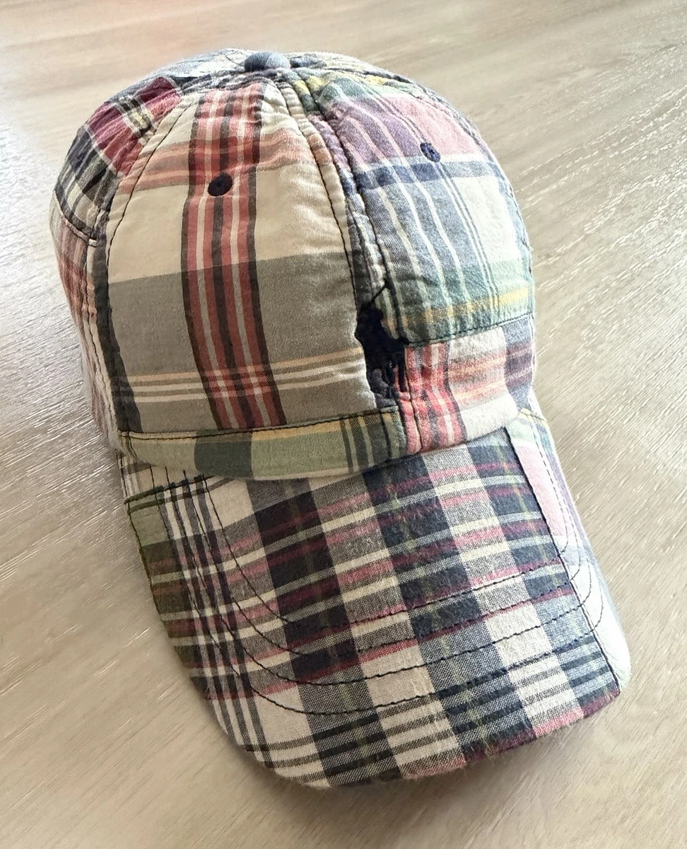 Polo Ralph Lauren Hat Cap Strap Back Madras Plaid Patchwork  display picture 2