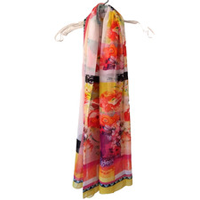 NEW Floral Scarf Abstract Summer Sheer Lightweight 27.5x66 Dainty Classic Silky
