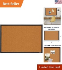 Cork Bulletin Board, Framed Corkboard, 2' x 3', Black Frame, Message Board, V...