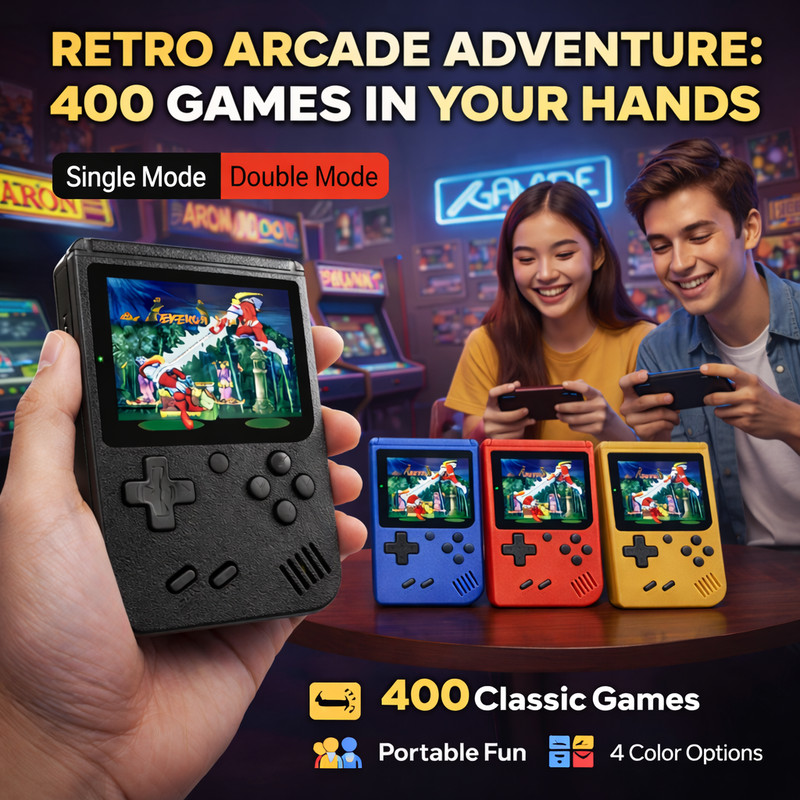 Retro Handheld Game Console 400 Games Portable Kids Arcade USB Rechargeable UK