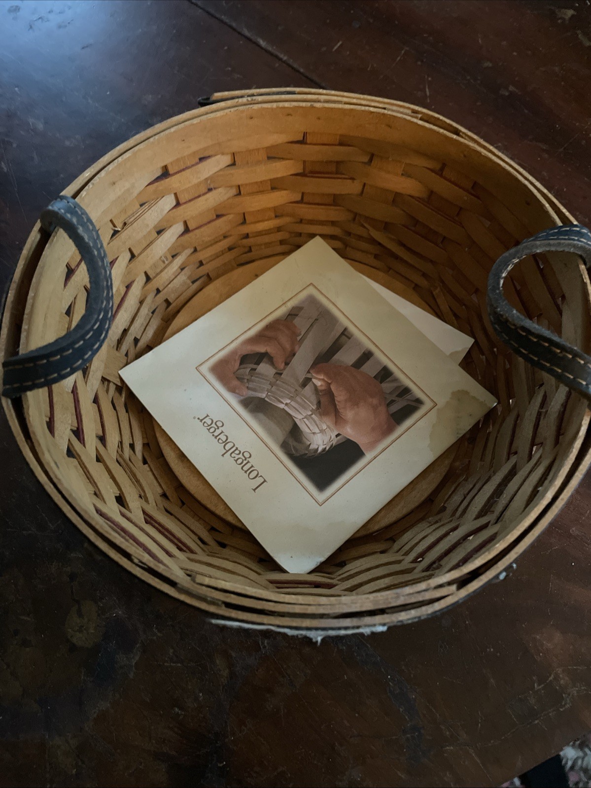 Longaberger 2005 Inaugural Basket w/Leather Handles, Liner & Papers 6 1/2"