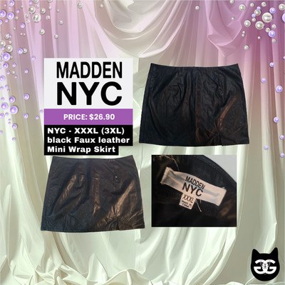 Madden NYC - Faux Leather Mini Wrap Skirt Black Plus Size 3XL