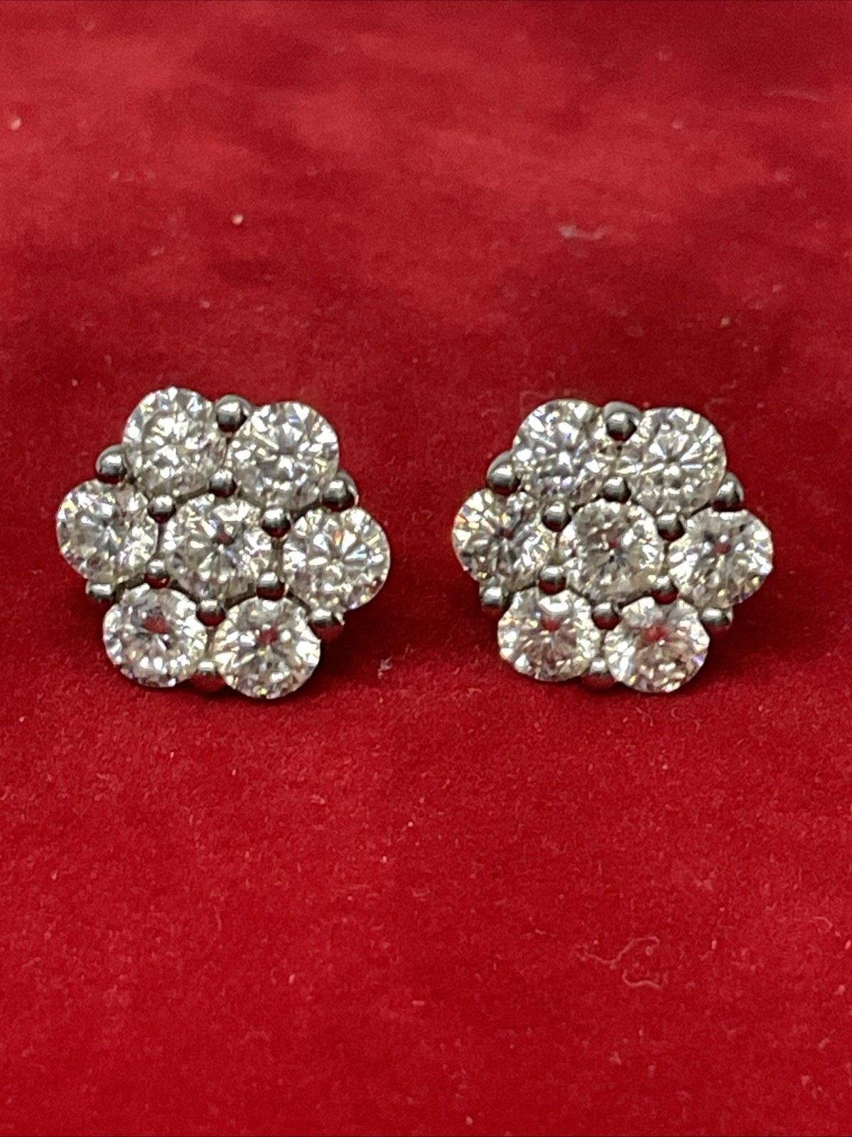 STUD Earrings Solid 925 Sterling Silver White Moi… - image 3