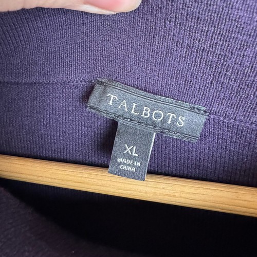 Talbots Funnel Neck Sweater Size XL Purple 3/4 Sleeve Ribbed Knit Comfy Cozy - Picture 4 of 7