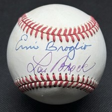 Lou Brock Ernie Broglio Signed Baseball Beckett COA BAS Trade Cubs Cardinals HOF