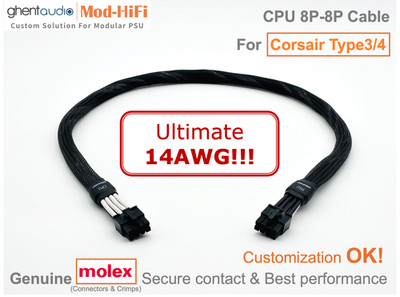  Ultimate 14AWG CPU 8-Pin Cable for Corsair Type4 AX HX RM RMi RMe RMx...
