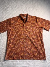 Reyn Spooner Mens Button Down Hawaiian Shirt Brown Floral Short Sleeve Size 2XL