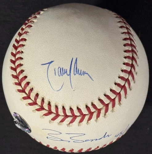 Barry Bonds & Randy Johnson Signed MLB Baseball 5x Cy MVP Stat Auto Goldin Coa