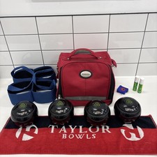 4 x Henselite Tiger II Lawn Bowls Size 2H WB21 Very Good Condition + Carry Case